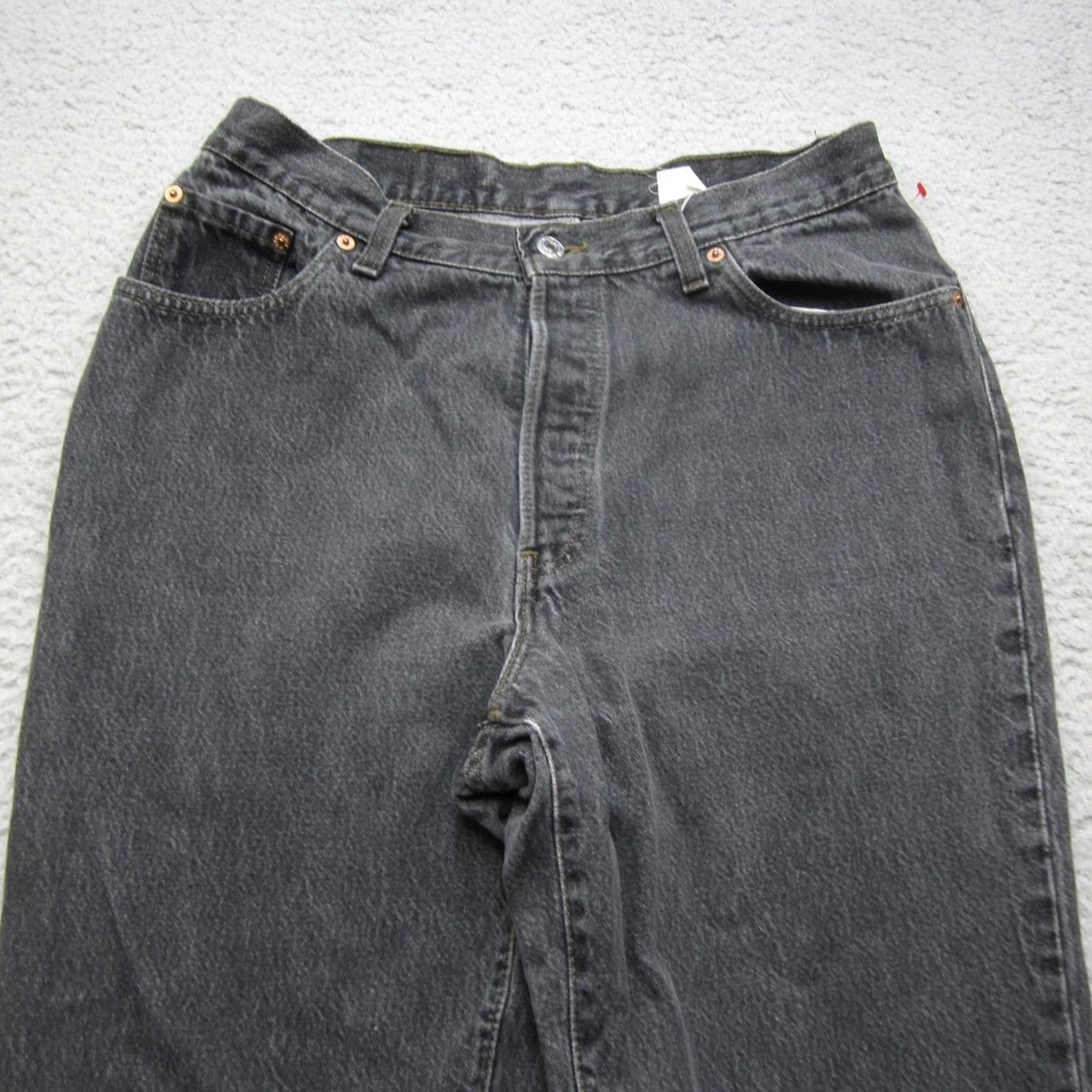 Levi's VINTAGE Levis 501 Jeans Womens 13 Black High Rise Button Fly USA 90s Size 34" / US 12 / IT 48 - 2 Thumbnail