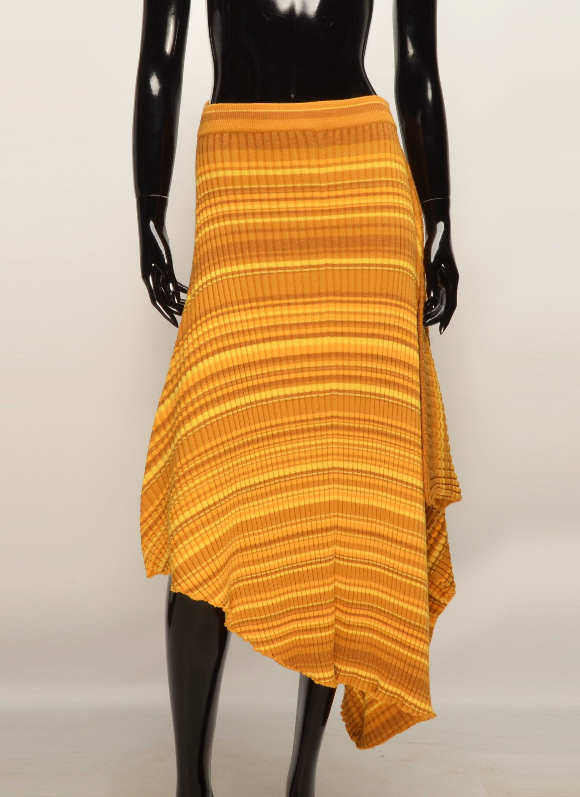 JW Anderson Wool Pleated Striped Asymmetric Draped Skirt