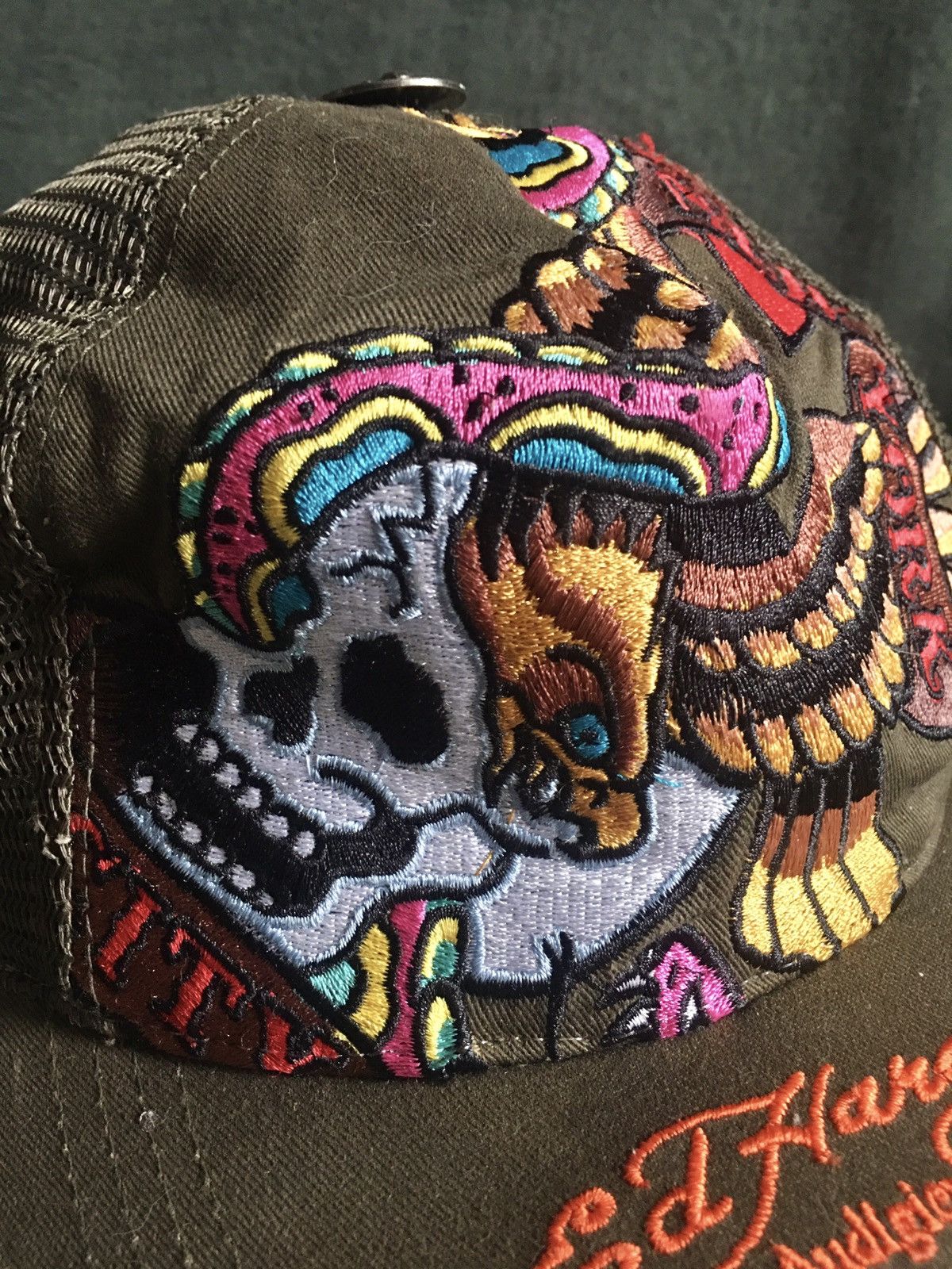 Christian Audigier × Ed Hardy × Vintage Ed Hardy by Christian Audiger Vintage Camo New York Cap Hat Size ONE SIZE - 3 Thumbnail