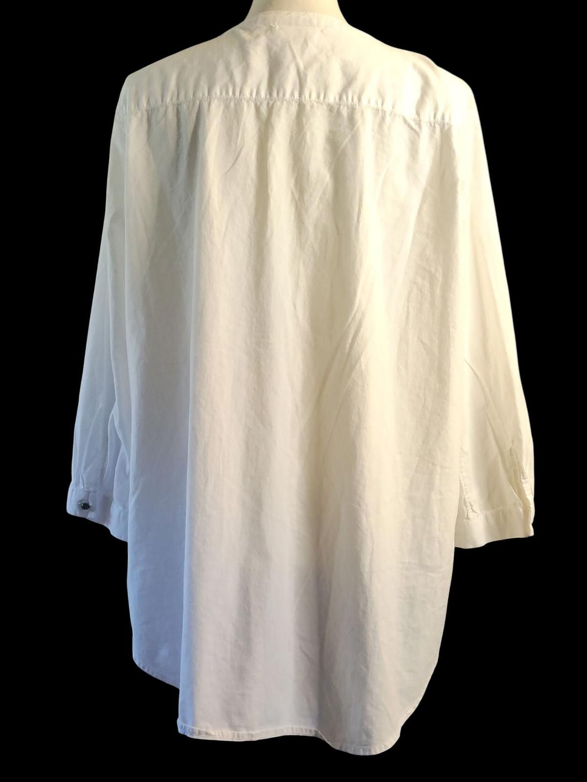 St. Johns Bay White Women's Long Sleeve Tunic Top with Button Detail Size XL / US 12-14 / IT 48-50 - 6 Thumbnail