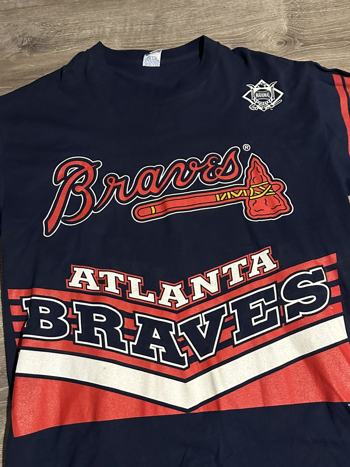 Salem Sportswear × Vintage VTG 1995 MLB Salem Sportswear Atlanta Braves AOP T-Shirt XL Size US XL / EU 56 / 4 - 2 Thumbnail