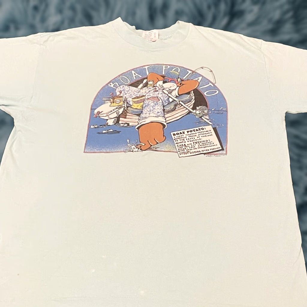 Vintage VINTAGE 80s 90s Cartoon Boat Potato Funny VTG Shirt Mens XL Blue 90s 80s Cartoon Fish Humor Fishing Shirt Mens XL Size US XL / EU 56 / 4 - 1 Thumbnail