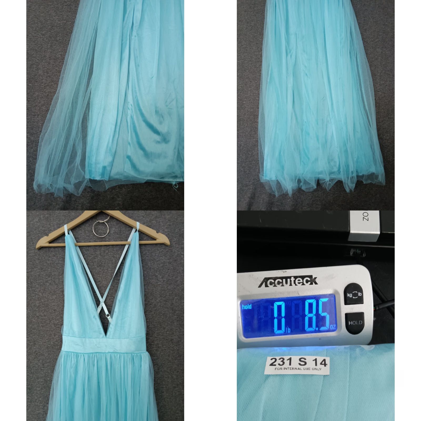 Vintage Ice Blue Moonlight V Neck Halter Maxi Women Dress Size M - Lined, Sleeveless, Solid Blue, Blended Fabric, Dress, Maxi, Women's, Casual Party Wedding Size M / US 6-8 / IT 42-44 - 8 Thumbnail