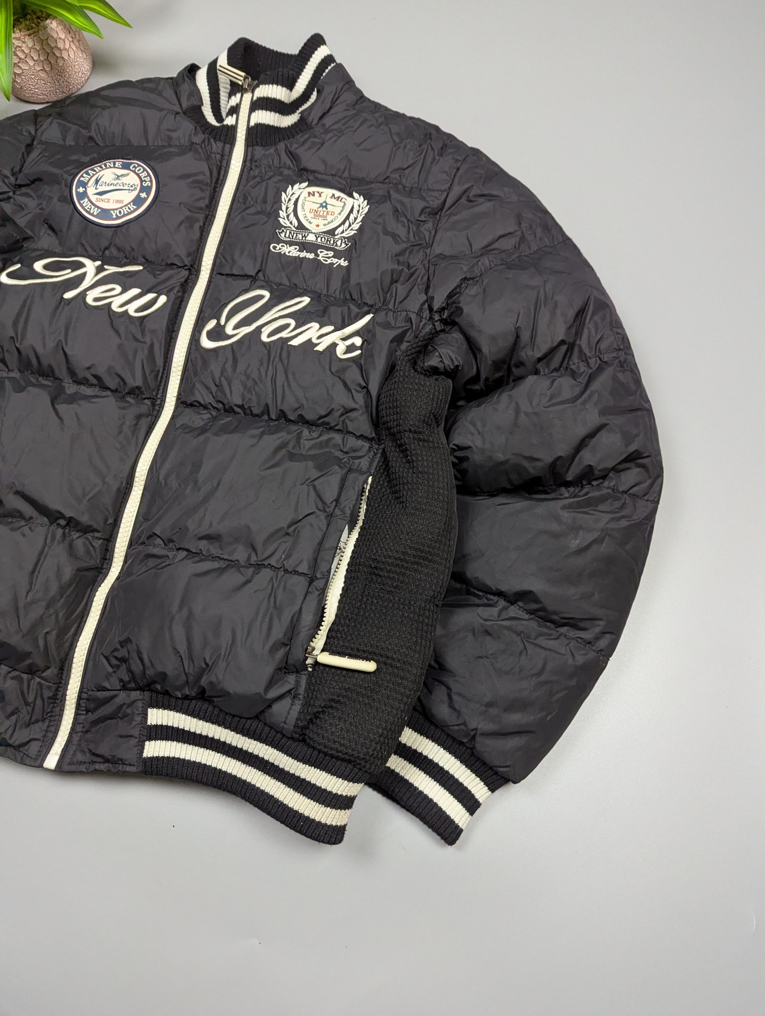 Vintage 90s Marine Corps Varsity Puffer Bomber Black Nylon Size US M / EU 48-50 / 2 - 3 Thumbnail