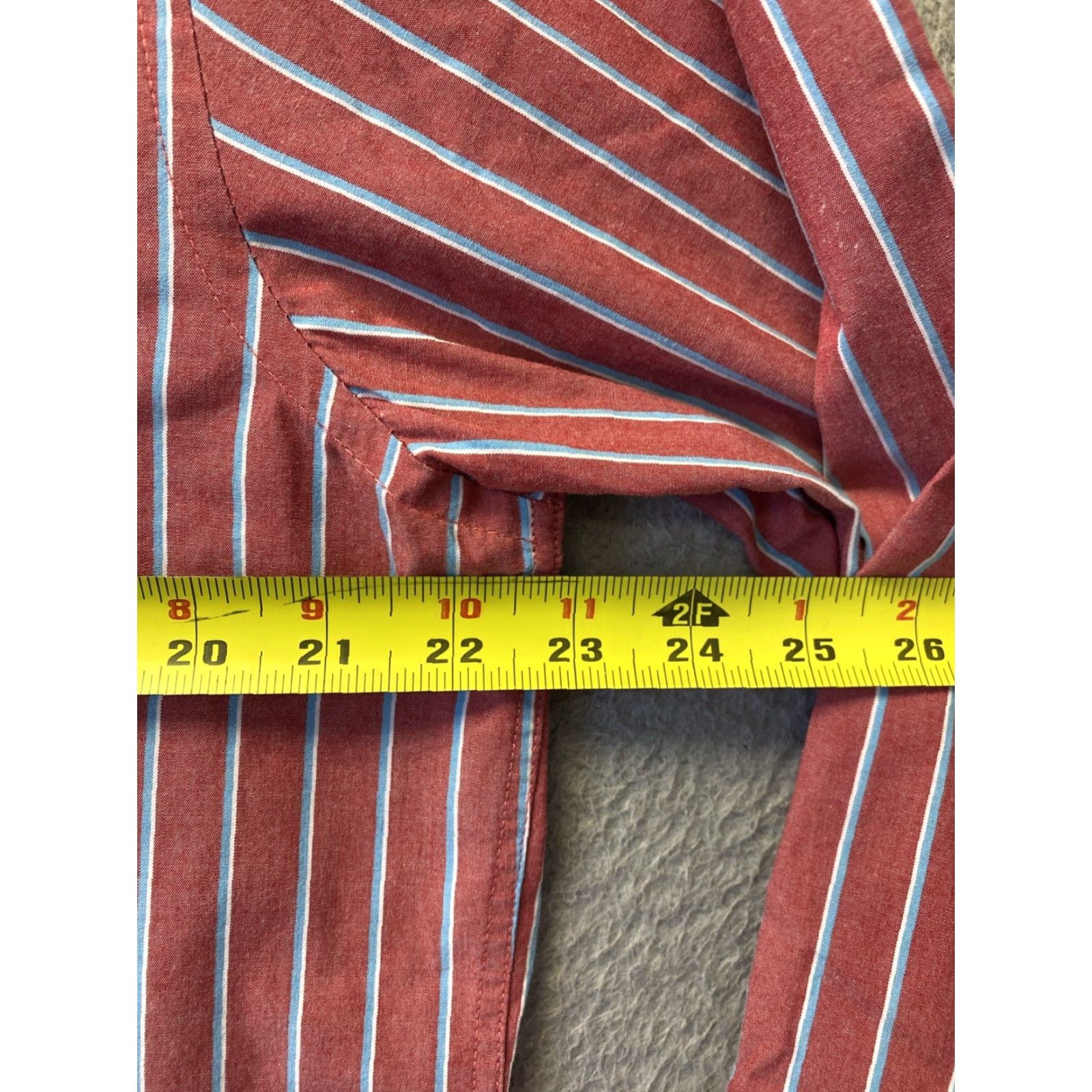 Club Room Club Room Dress Shirt Men M 100% Cotton Blue Maroon Striped Button-Down Wrinkle-Resistant Regular Sleeve 34/35 PMID 12331 Size 40R - 4 Thumbnail