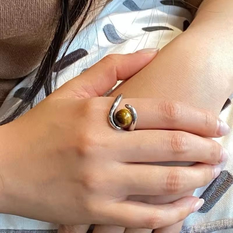Jewelry Tiger Eye Colour Stone Ring (size 7) Size ONE SIZE - 1 Thumbnail