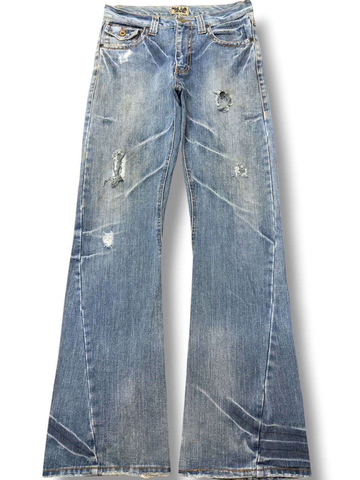 If Six Was Nine Vintage Nylaus Jeans Flare Grunge Studded Denim Size US 30 / EU 46 - 1 Thumbnail
