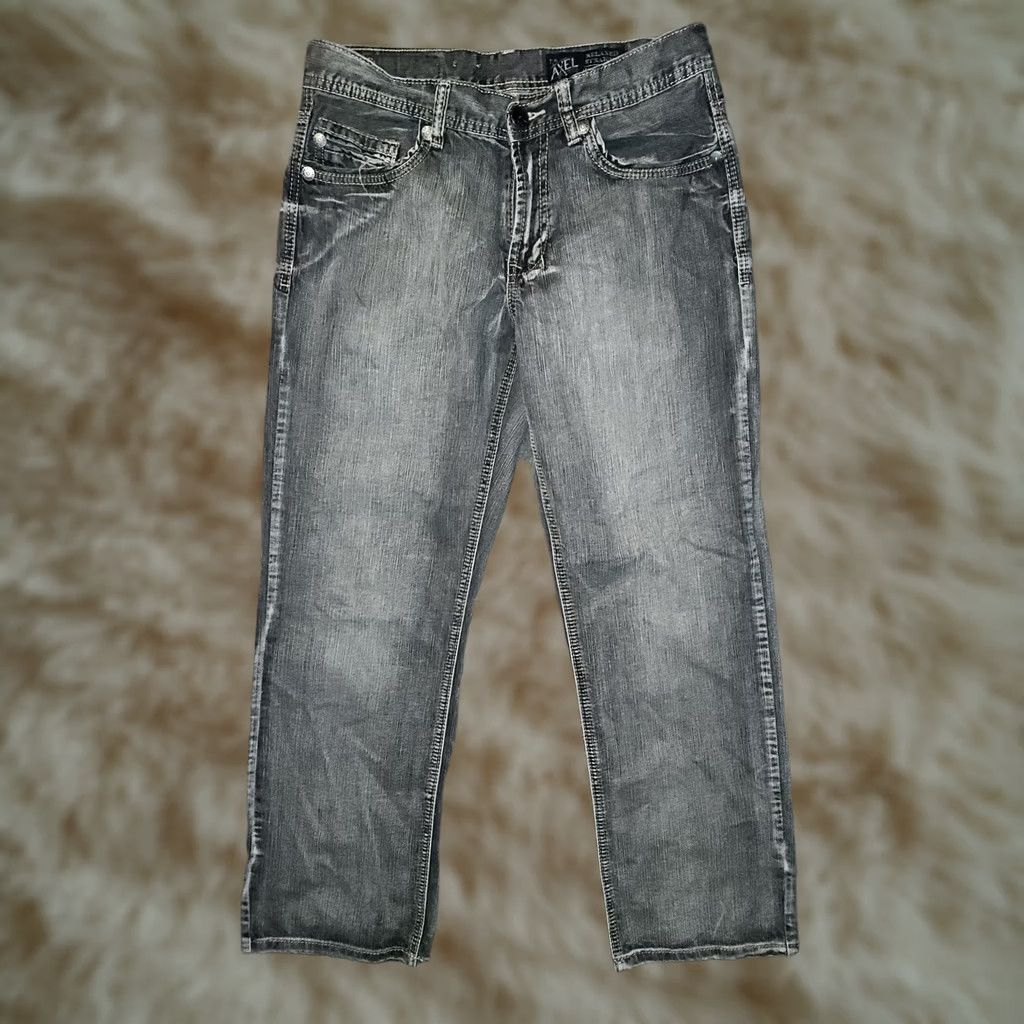 Vintage Axel Jeans Men's Gray Relaxed Straight Low Rise 30x30 Embroidered Preppy Size US 30 / EU 46 - 1 Thumbnail