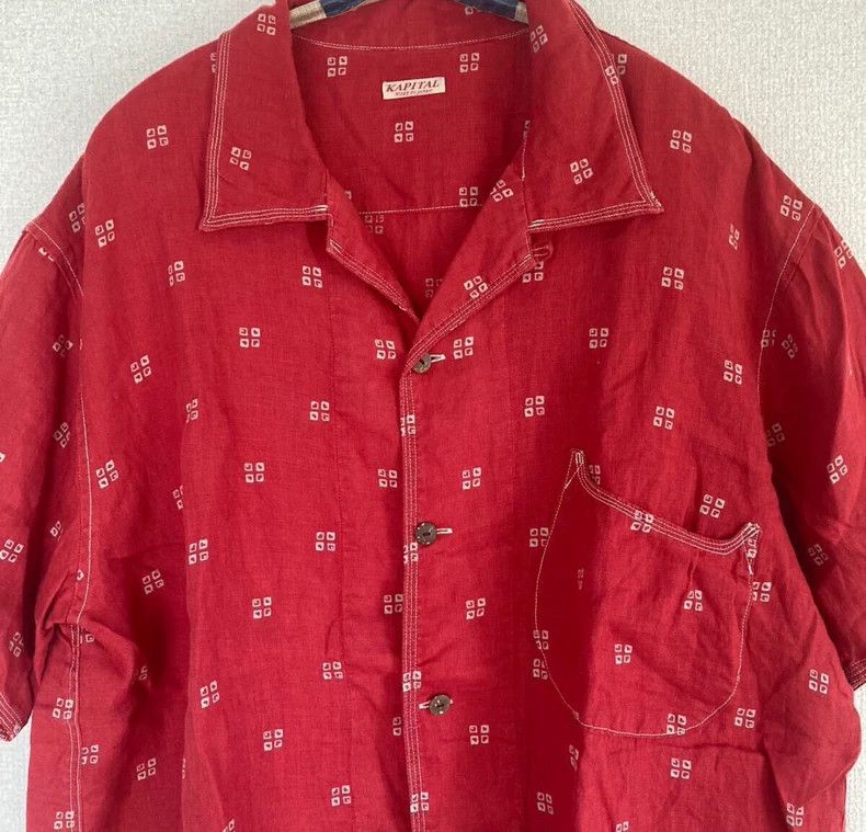 Kapital Kapital Red full-print linen shirt Size US XL / EU 56 / 4 - 2 Thumbnail