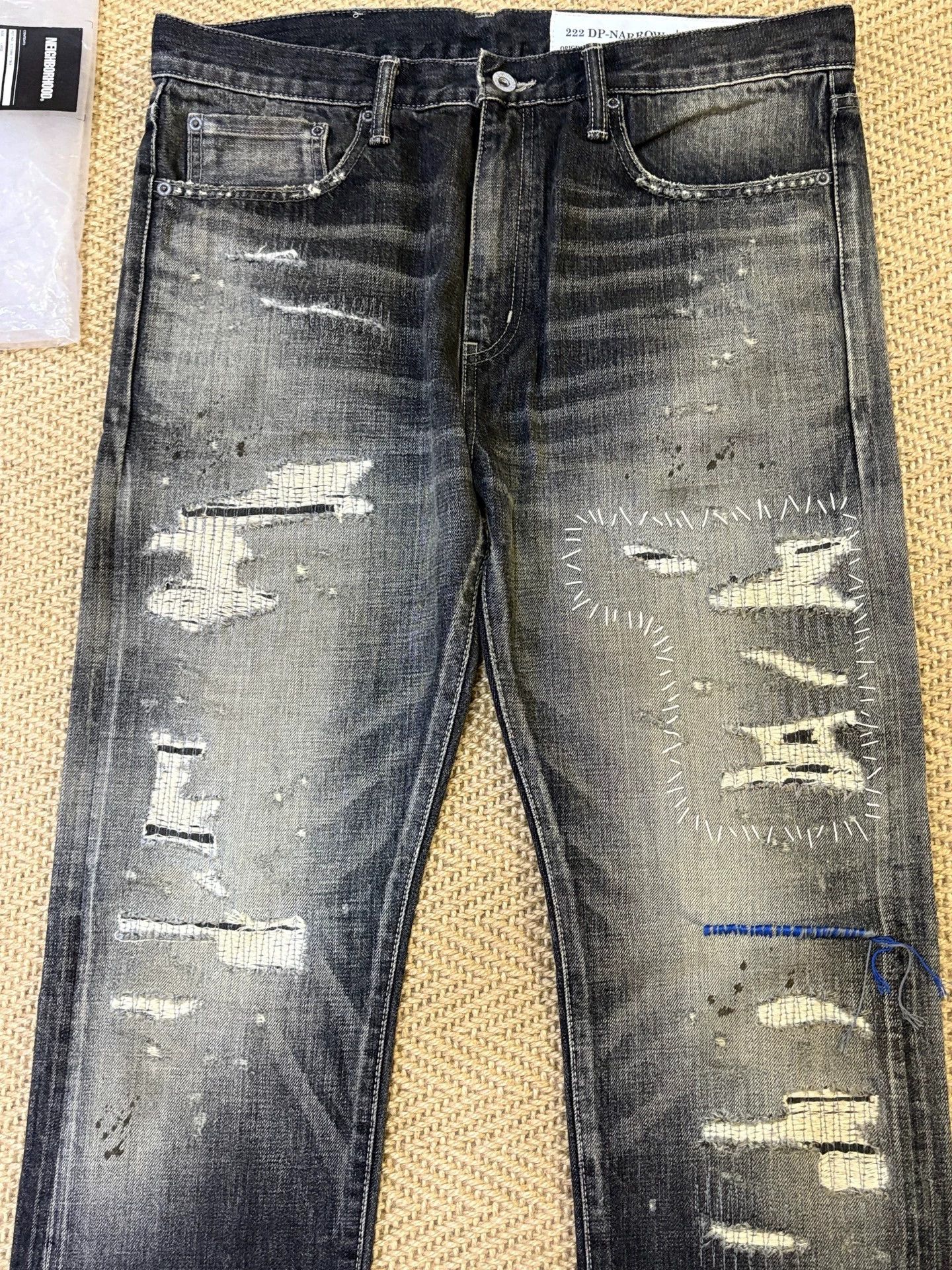 Neighborhood Neighborhood 22AW Blue Line Cut Black Washed Jeans L New Size US 34 / EU 50 - 3 Thumbnail