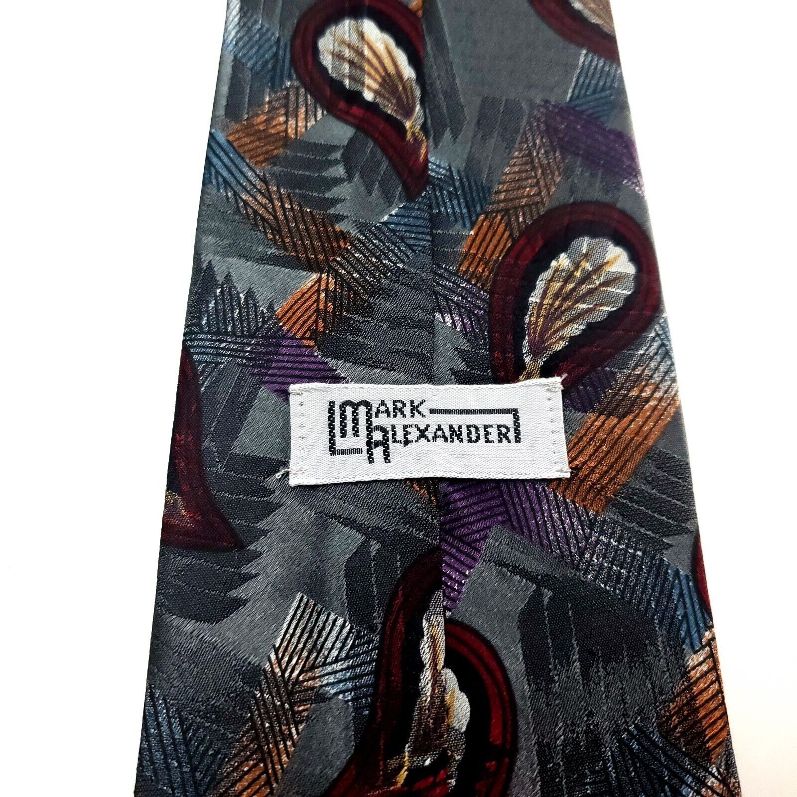 Designer Mark Alexander Textured Silk Tie Green Floral Short Wide Size ONE SIZE - 3 Thumbnail