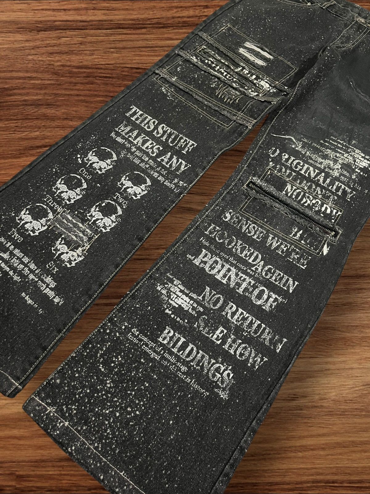 If Six Was Nine Vintage Japan Bernings Sho Skeleton Astronomical Flare Jeans Size US 28 / EU 44 - 10 Thumbnail