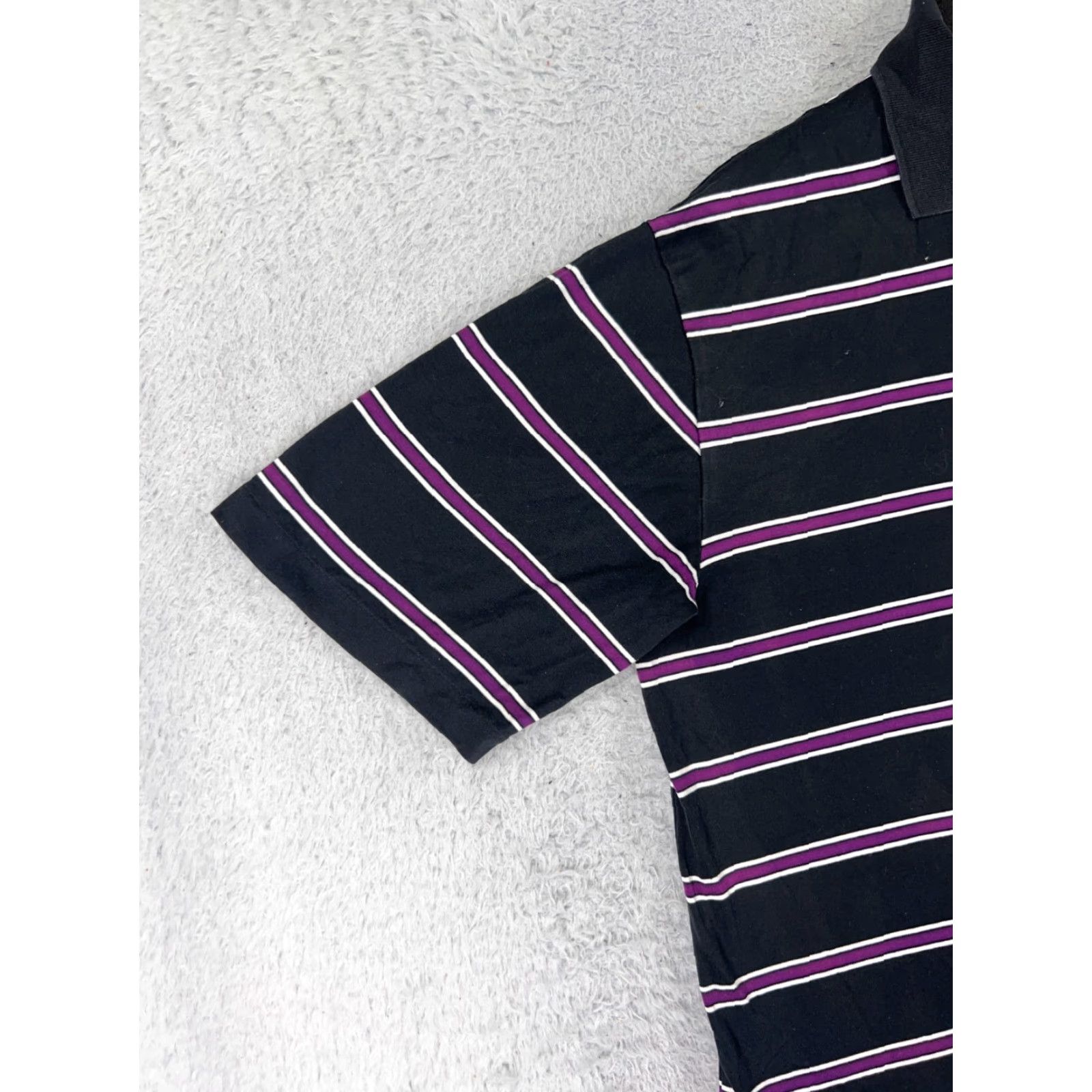 Polo Ralph Lauren VINTAGE Polo Shirt Polo Ralph Lauren Polo Mens Small Black Purple Stripe Pebble Beach Pima Size US S / EU 44-46 / 1 - 5 Thumbnail