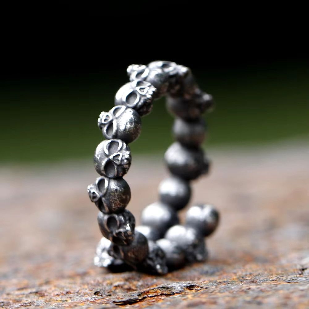 Jewelry Vintage Gothic Steel Skull Rings Size ONE SIZE - 3 Thumbnail
