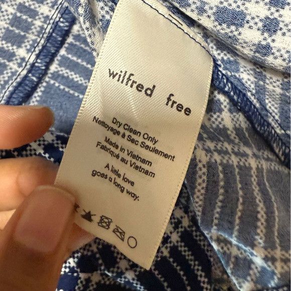 Aritzia Wilfred Free Navy White Plaid Wrap Tie Blouse XS Size XS / US 0-2 / IT 36-38 - 5 Thumbnail