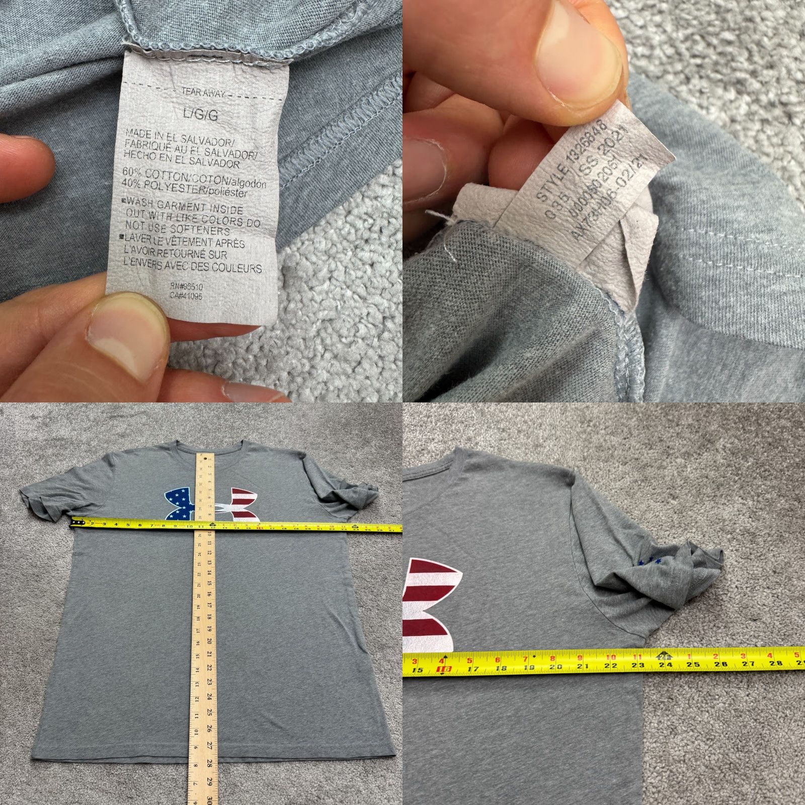 Under Armour Under Armour HeatGear T-Shirt Mens Large Gray USA Tee Size US L / EU 52-54 / 3 - 8 Thumbnail