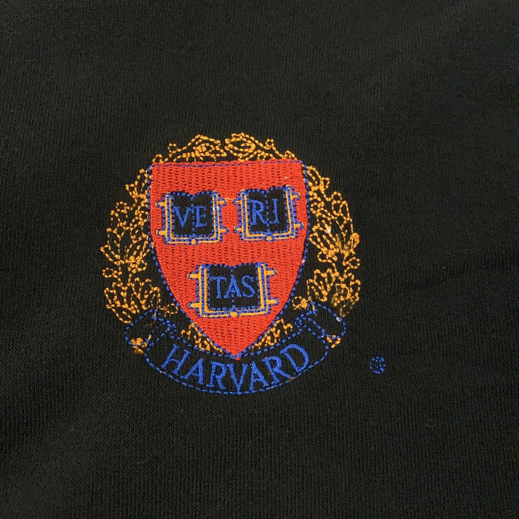 Vintage VINTAGE Harvard Jacket Mens Large Black Full Zip Track Uniform School Crest Embroidered Size US L / EU 52-54 / 3 - 2 Thumbnail