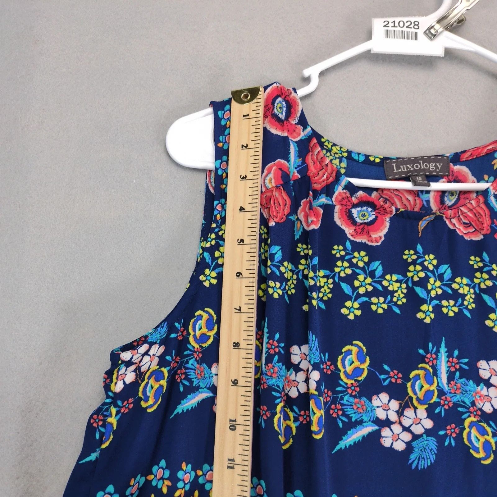 Other Luxology Blue Floral Sleeveless Shift Dress Sz 10 Flowy Size L / US 10 / IT 46 - 7 Thumbnail