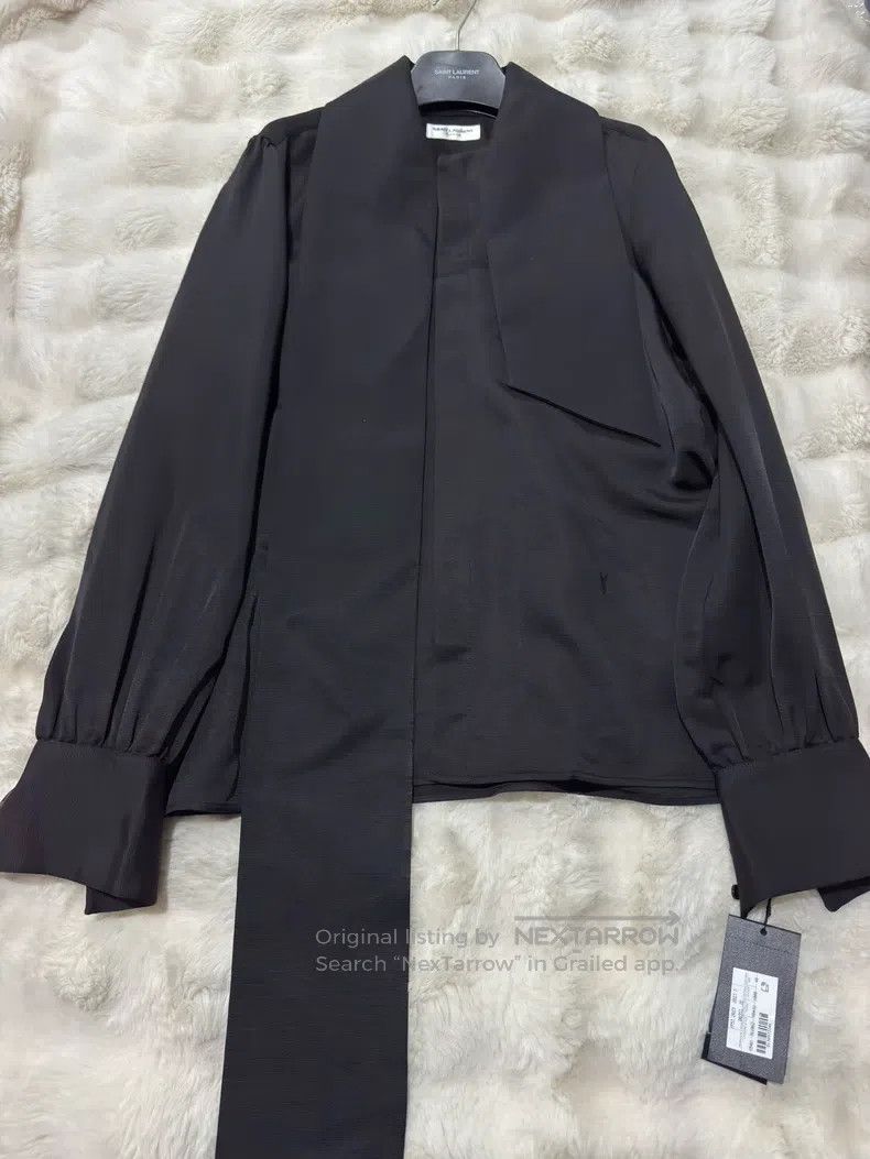Saint Laurent Paris Saint Laurent Paris Large Bow Collar Shirt Size S / US 4 / IT 40 - 1 Thumbnail