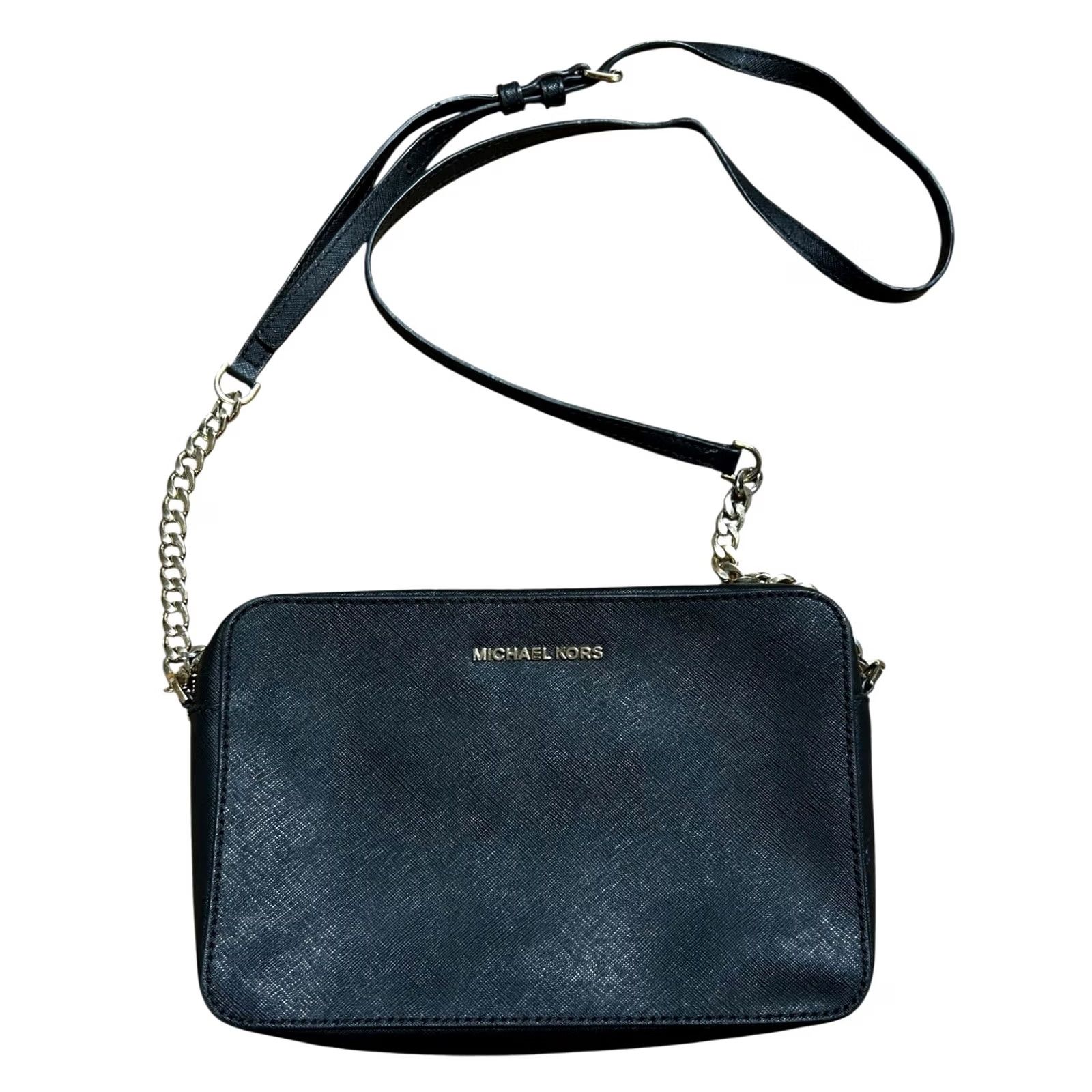 Vintage Michael Kors Jet Set East West Black Saffiano Leather Crossbody Handbag Women's Size ONE SIZE - 2 Thumbnail