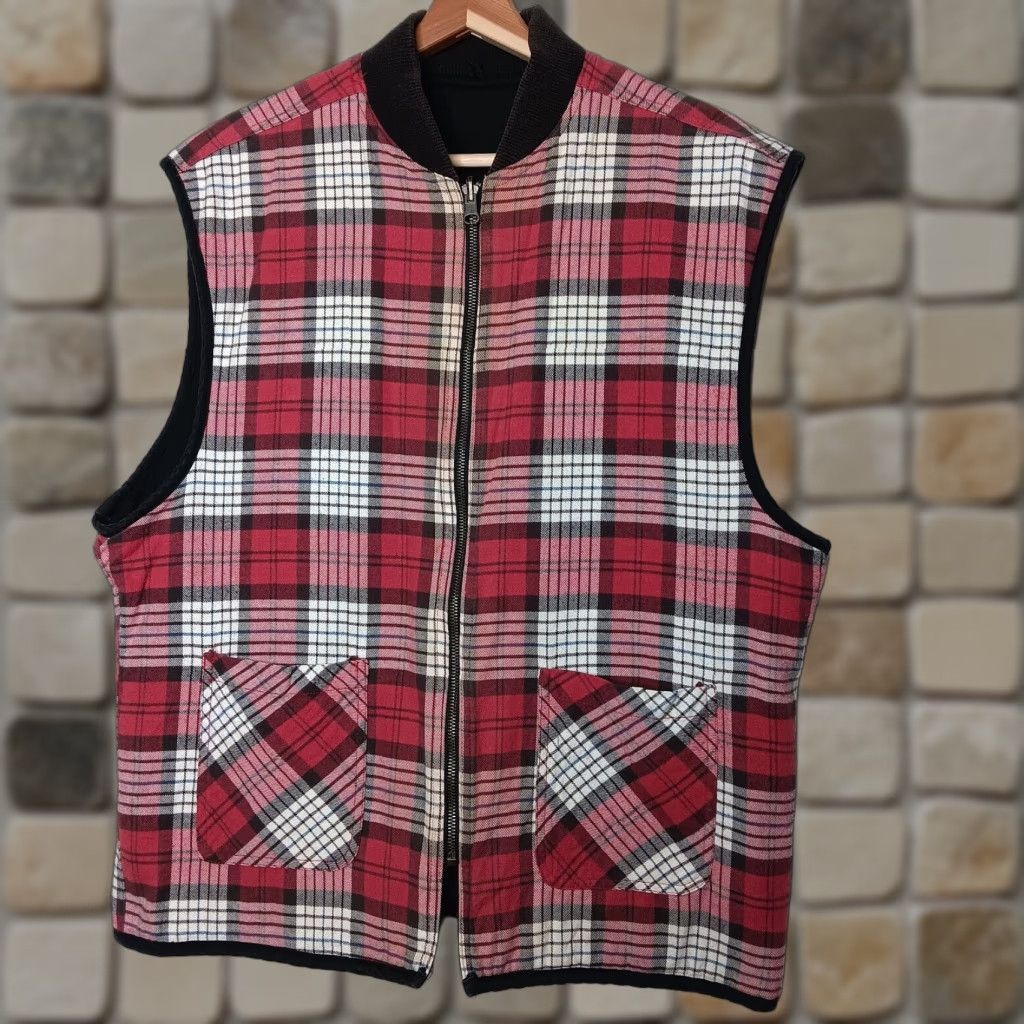 Marlboro Marlboro Vest Men Medium Flannel Reversible Black Quilted Zip Red Vintage READ Size US M / EU 48-50 / 2 - 1 Thumbnail