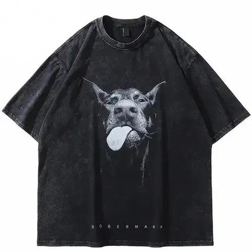 Japanese Brand Doberman Black Printed T-shirt Tee Short Sleeve Size US L / EU 52-54 / 3 - 4 Thumbnail