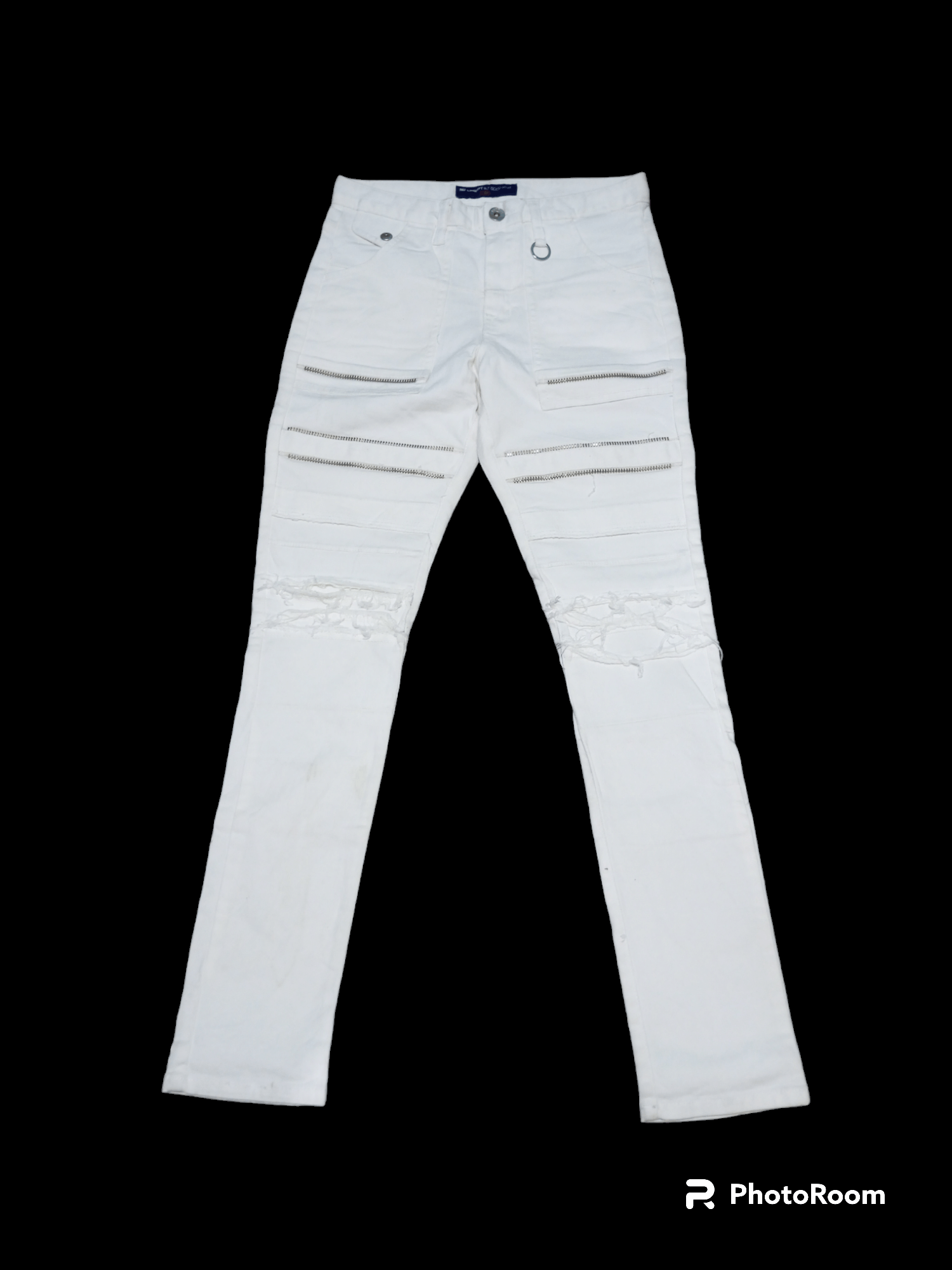 Hysteric Glamour Vintage ILDF Multi zipper distressed white denim jeans Size US 29 - 1 Thumbnail