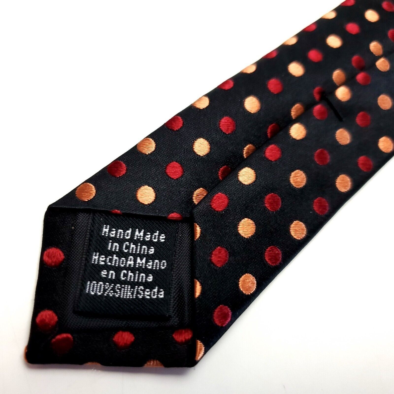 Croft & Barrow Croft & Barrow Black Brown Red Silk Tie Woven Polka Dots Size ONE SIZE - 5 Thumbnail
