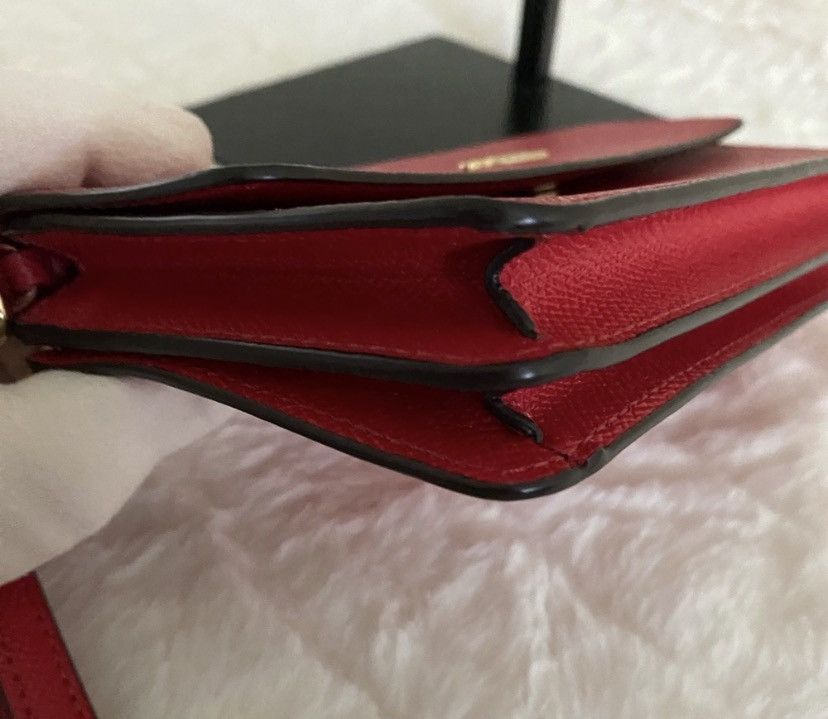 Coach Coach Crossgrain Leather Foldover Wristlet/Wallet in Red Size ONE SIZE - 12 Thumbnail
