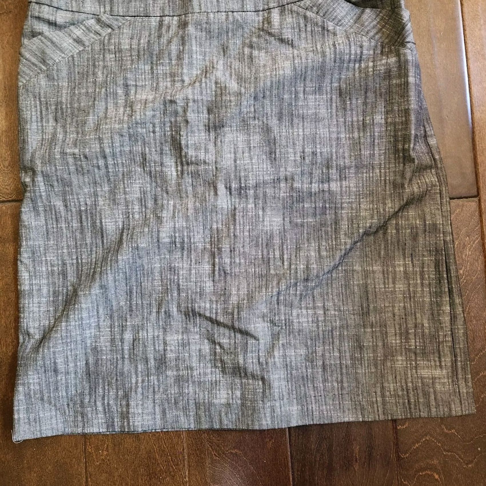 Vintage Larry Levine Skirt Women Gray Heathered Stretch Knee Length Size 6 Polyester Spandex Cotton Pants Pencil Vintage: No But Not Applicable Size 28" / US 6 / IT 42 - 2 Thumbnail