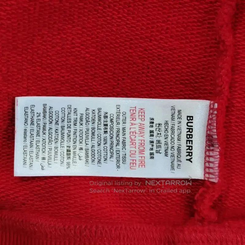 Burberry Burberry Red Cotton Women's Hoodie. Size XL / US 12-14 / IT 48-50 - 5 Thumbnail