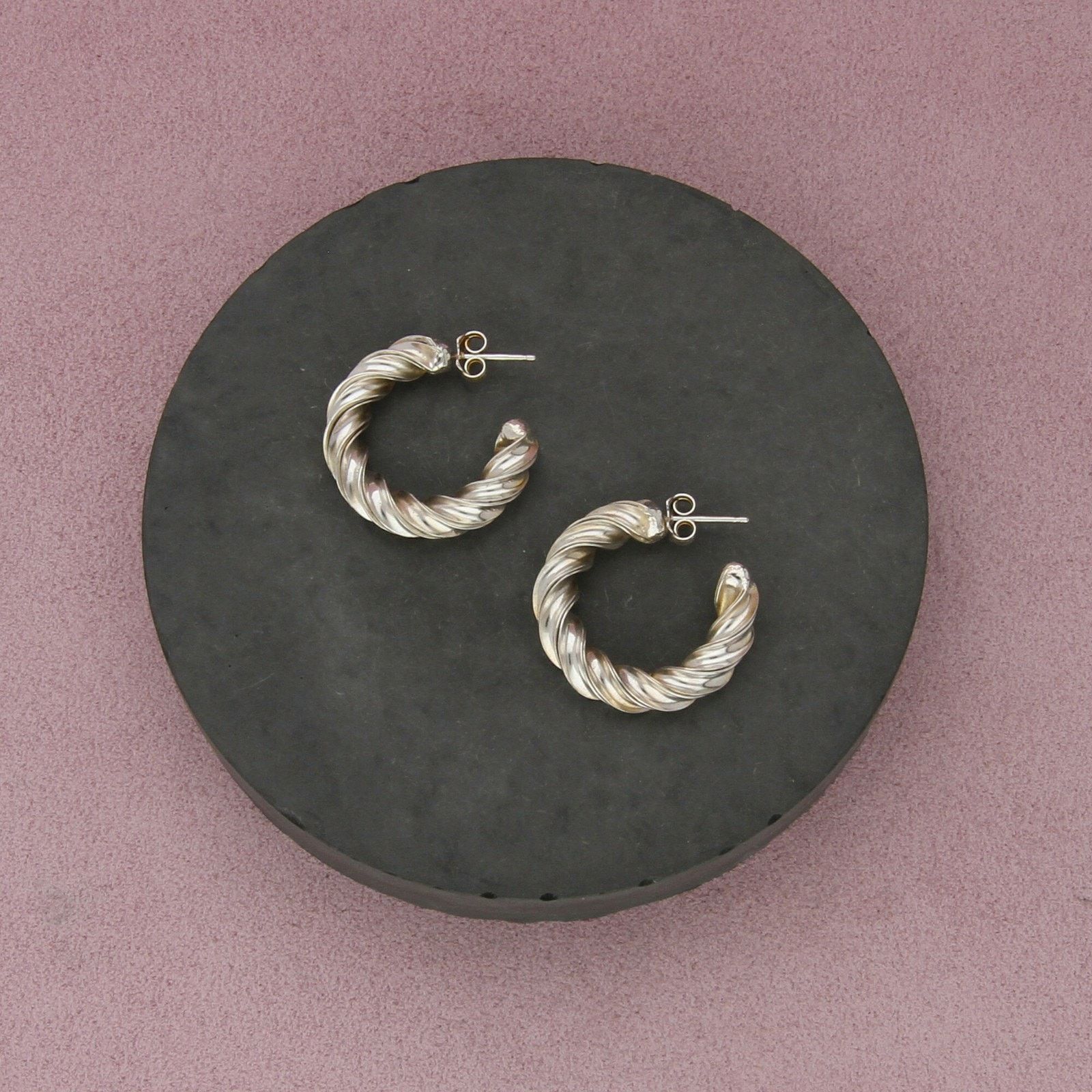 Sterling Silver sterling silver vintage twisted hoop post earrings Size ONE SIZE - 1 Thumbnail