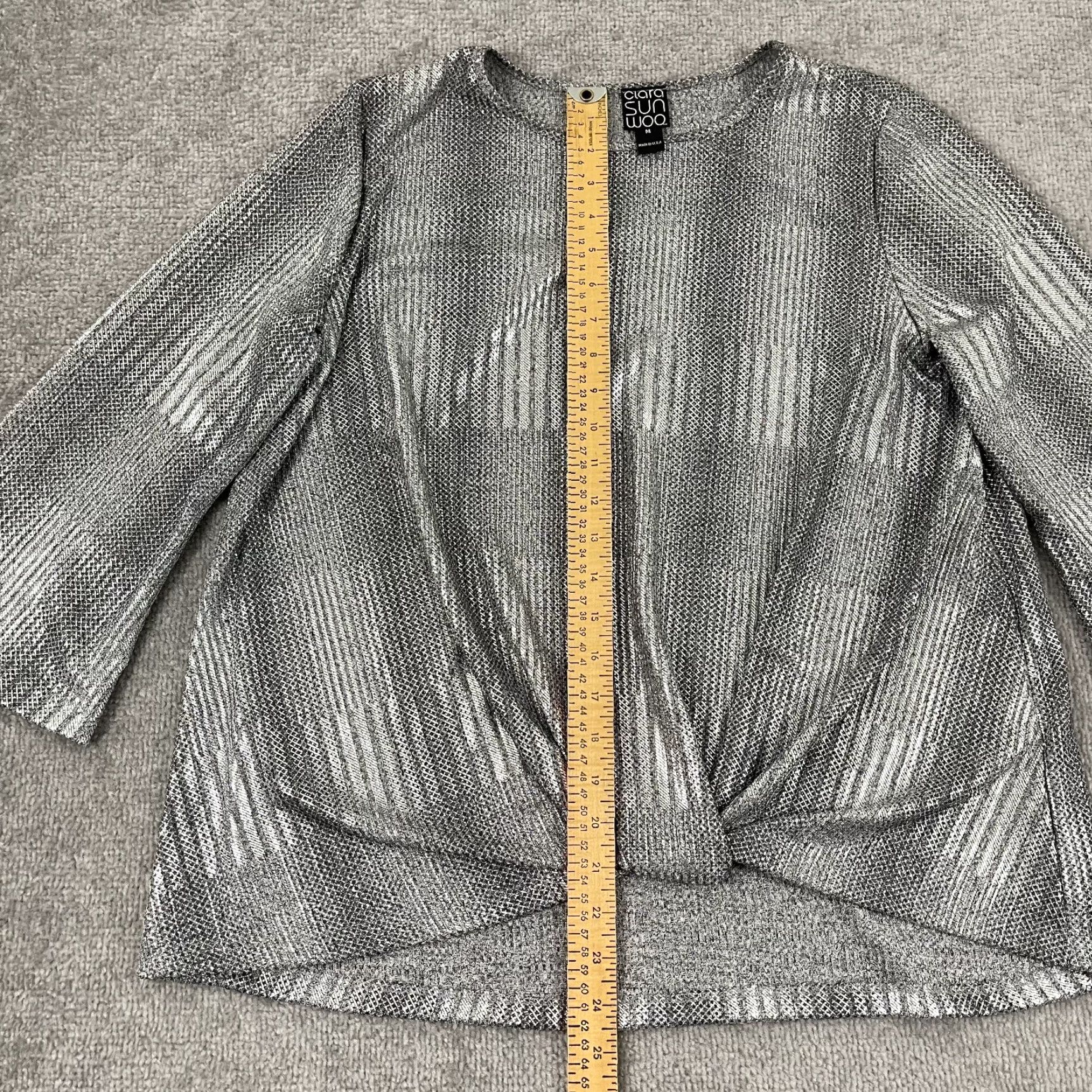 Vintage Clara Sun Woo Blouse Womens Medium Silver Metallic Shimmer Loop Knot Party Womens Size M / US 6-8 / IT 42-44 - 5 Thumbnail