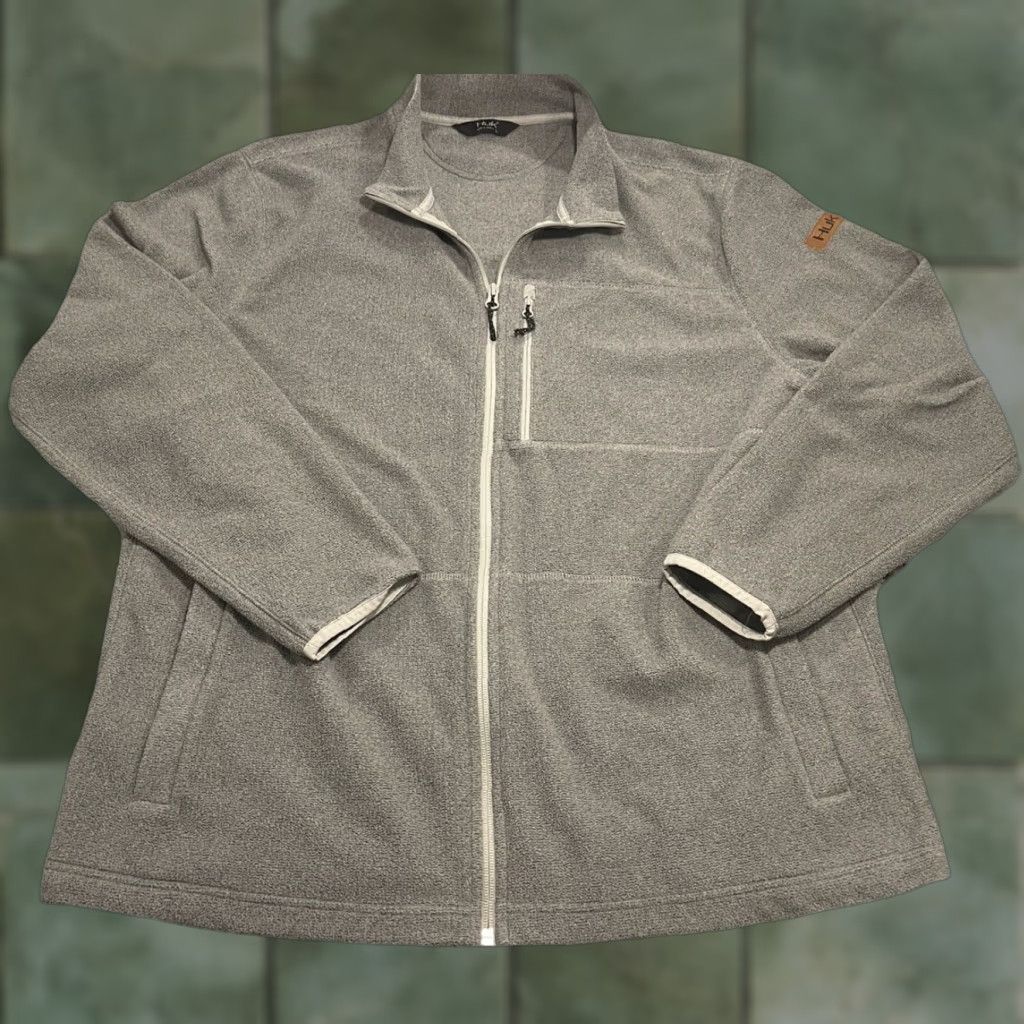 Vintage Huk Jacket Mens Large Gray Channel Fleece Fishing Performance Full Zip Size US L / EU 52-54 / 3 - 1 Thumbnail