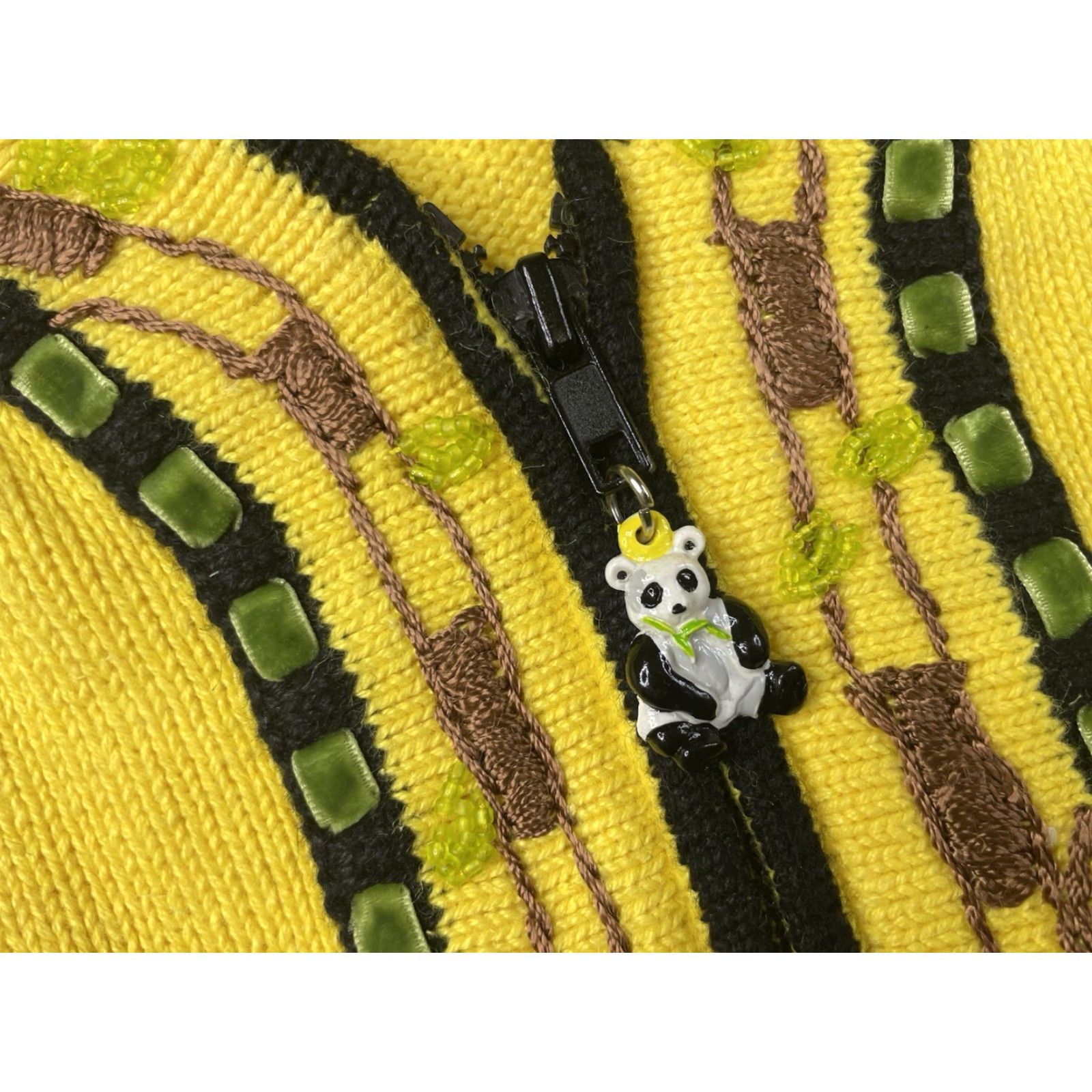 Vintage VINTAGE Storybook Knits Sweater Full Zip Womens Small Yellow Panda Bear Animals Casual Knit Zipper - Size S / US 4 / IT 40 - 2 Thumbnail