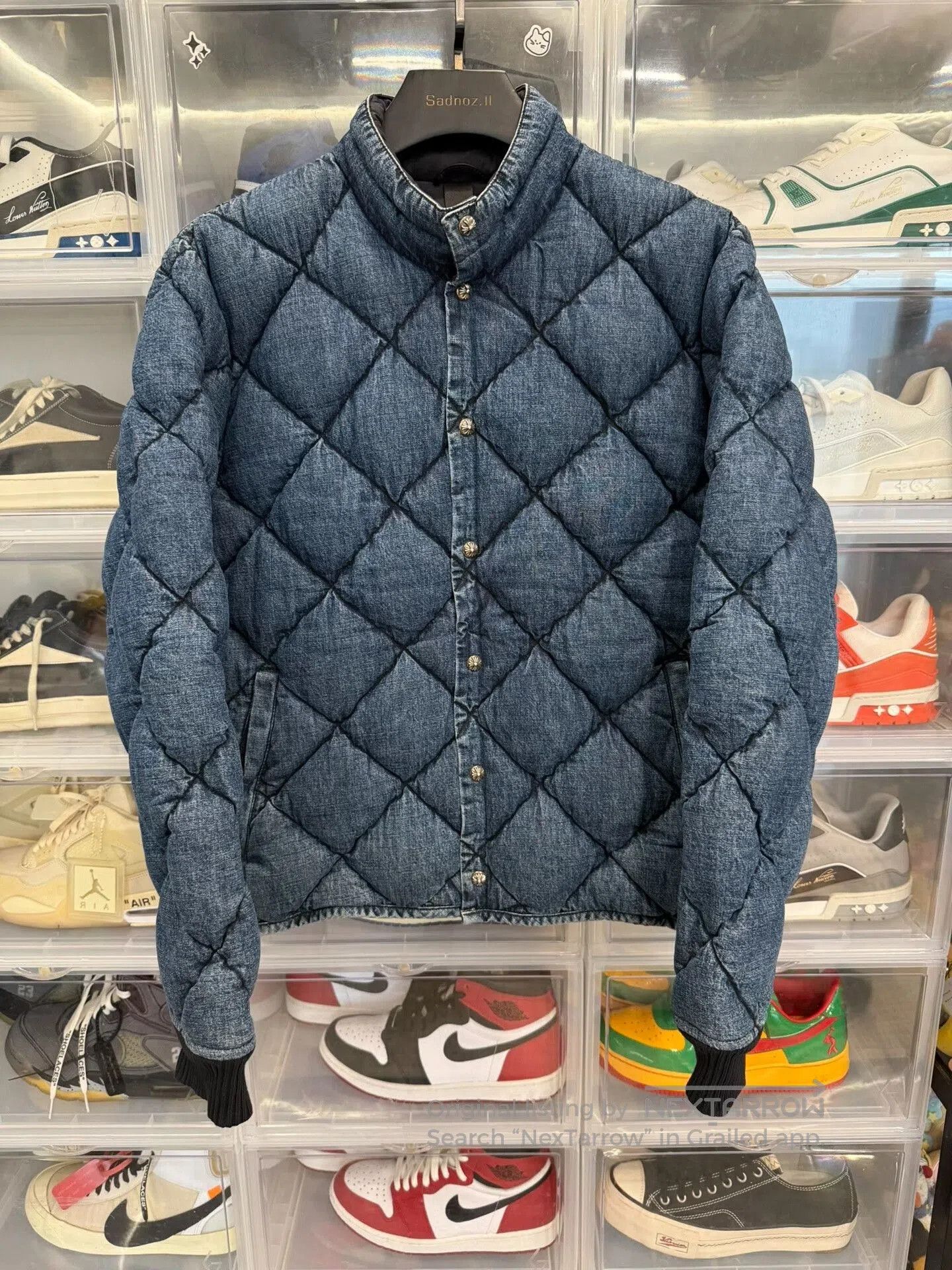 Chrome Hearts Diamond Quilted Denim Down Jacket.