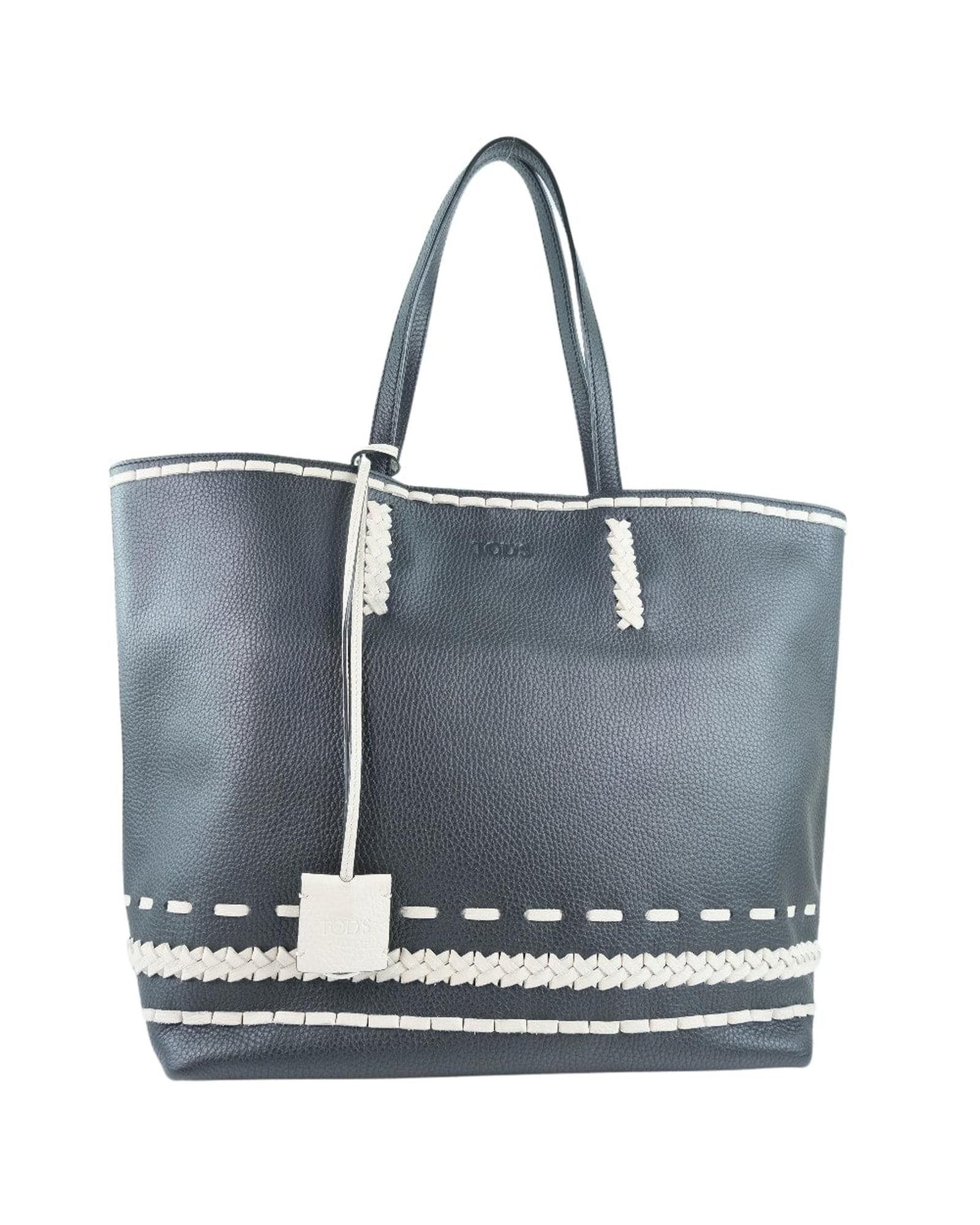 image of Black Leather Handbag By Tods, Women's
