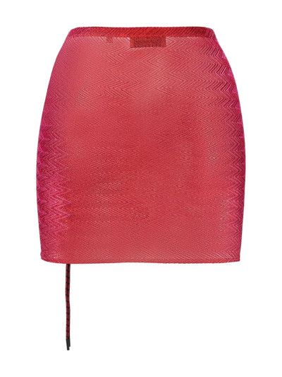 Missoni o1mle0425 Zig Zag Mini Skirt in Pink & Red Size 26" / US 2 / IT 38 - 2 Thumbnail