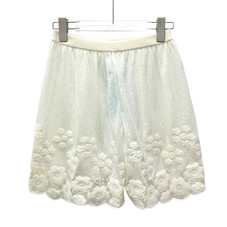 Chanel Chanel Beige sequin camellia embroidered cotton casual ski Size 26" / US 2 / IT 38 - 2 Thumbnail