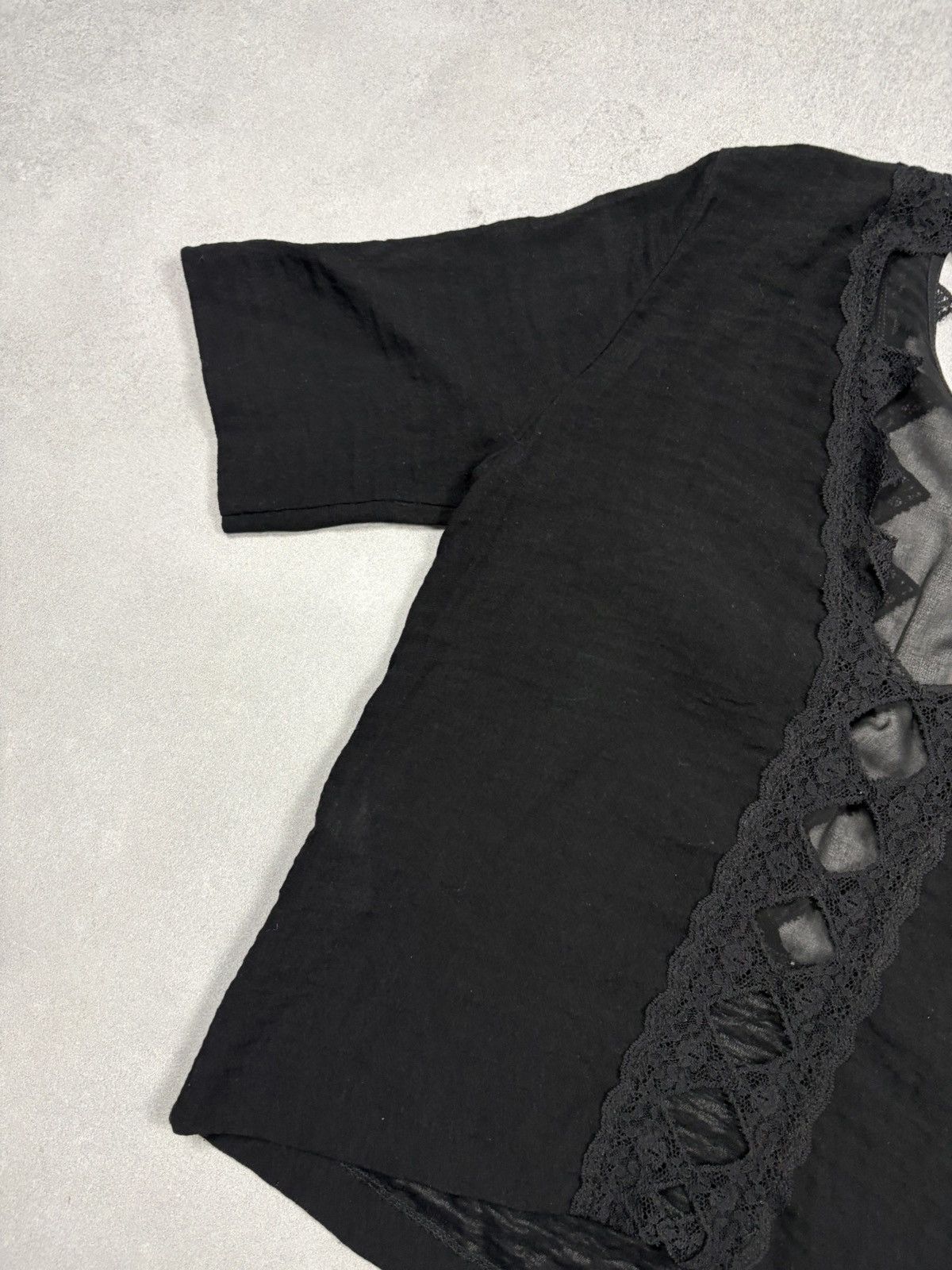 Sandro Sandro Paris Black Lace Sheer Blouse Top Short Sleeve Size M Size M / US 6-8 / IT 42-44 - 11 Thumbnail