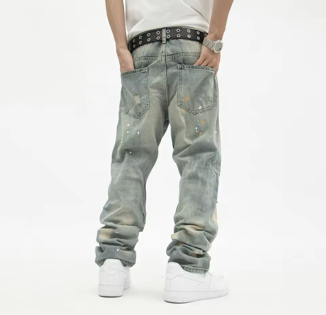 Japanese Brand Ripped Jeans Y2k High Street Distressed Washed-out Loose Size US 28 / EU 44 - 3 Thumbnail