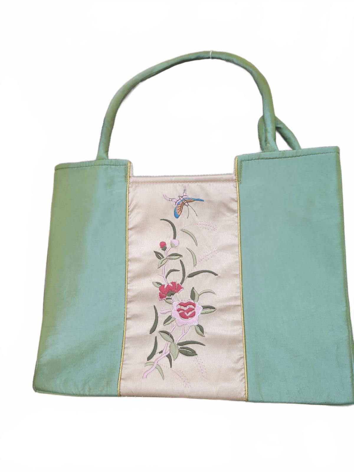 Designer Green Floral tote Size ONE SIZE - 1 Thumbnail