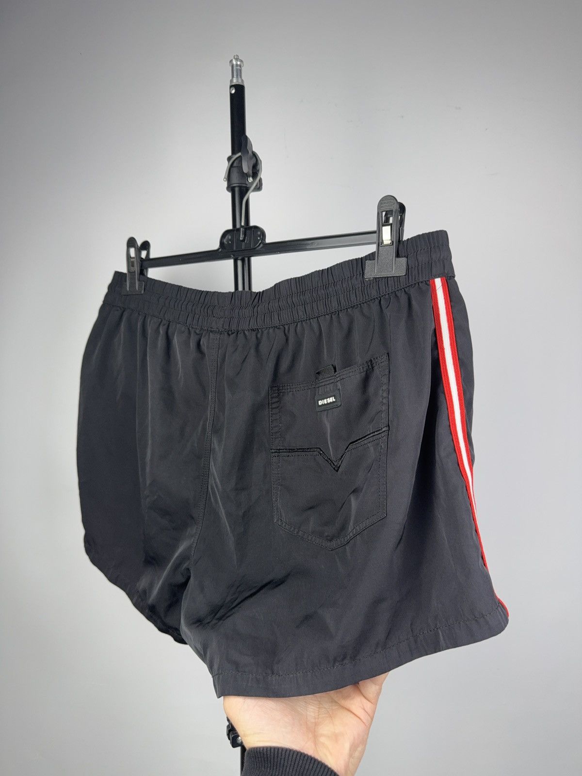 Diesel Luxury Diesel Beachwear Black Red Stripe Swim Shorts Size US 33 - 8 Thumbnail