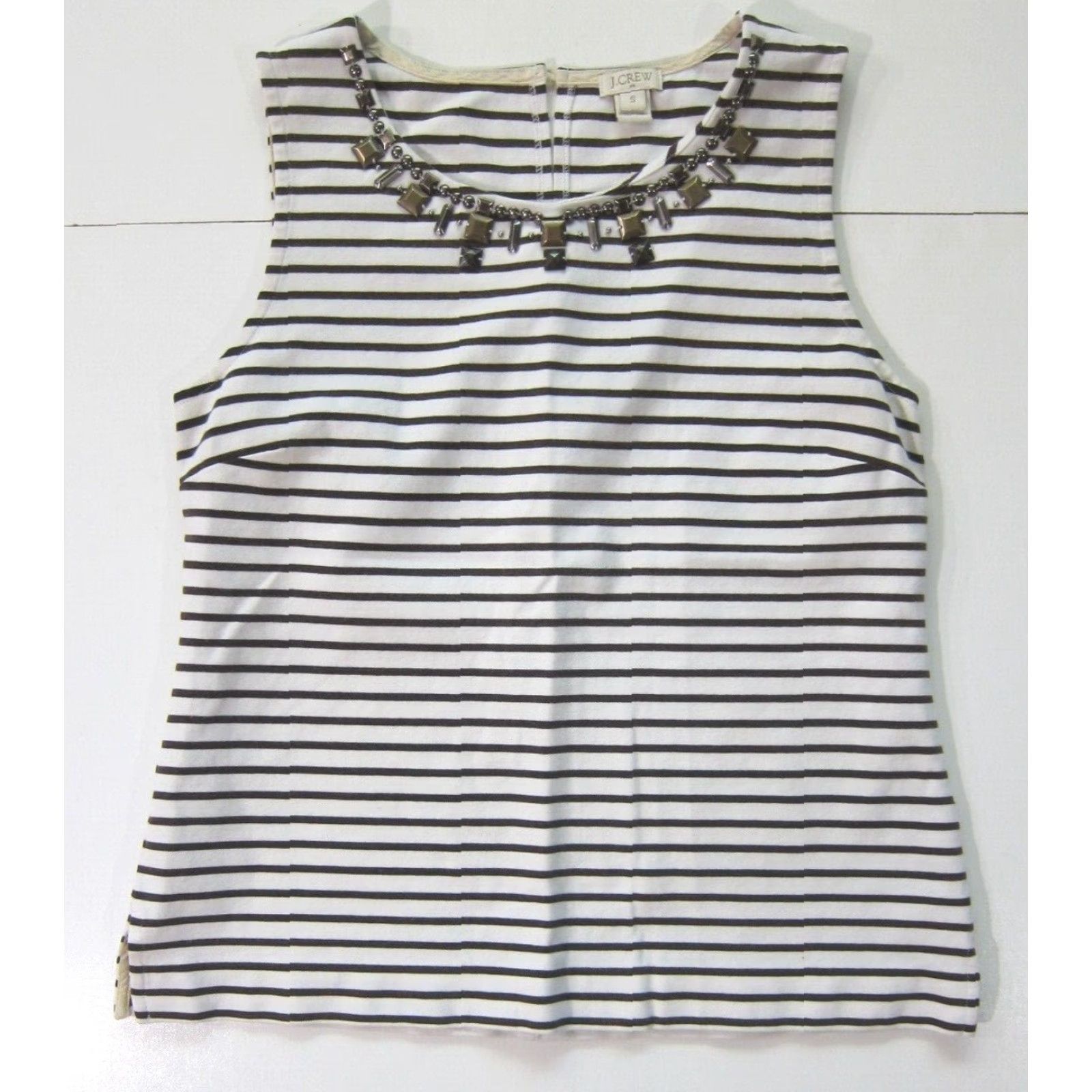 J.Crew J.Crew Brown White Cotton Beaded Sleeveless Tank Blouse Women Small Size S / US 4 / IT 40 - 2 Thumbnail