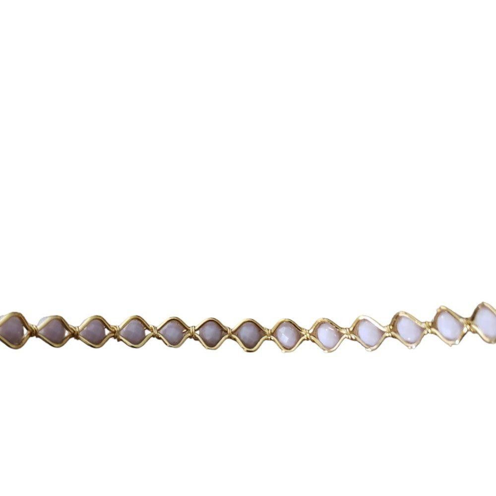 Designer Gold Plated and Pink Beaded Head Band Size ONE SIZE - 4 Thumbnail