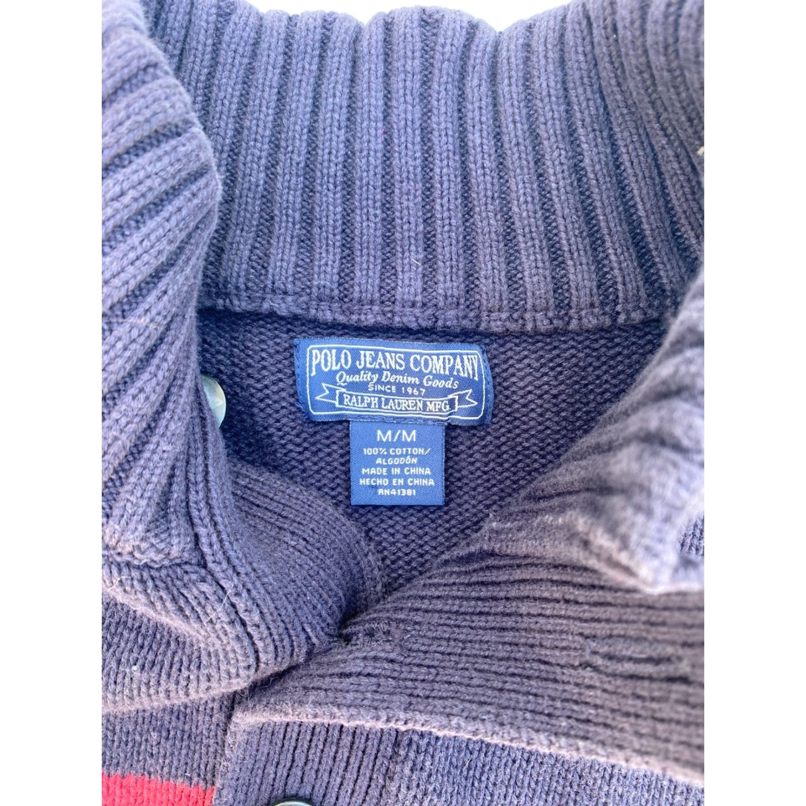 Polo Ralph Lauren Polo Jeans Ralph Lauren Men's Vintage Mock Neck Sweater Knit 90s Size M Navy Cotton Pullover Size US M / EU 48-50 / 2 - 5 Thumbnail