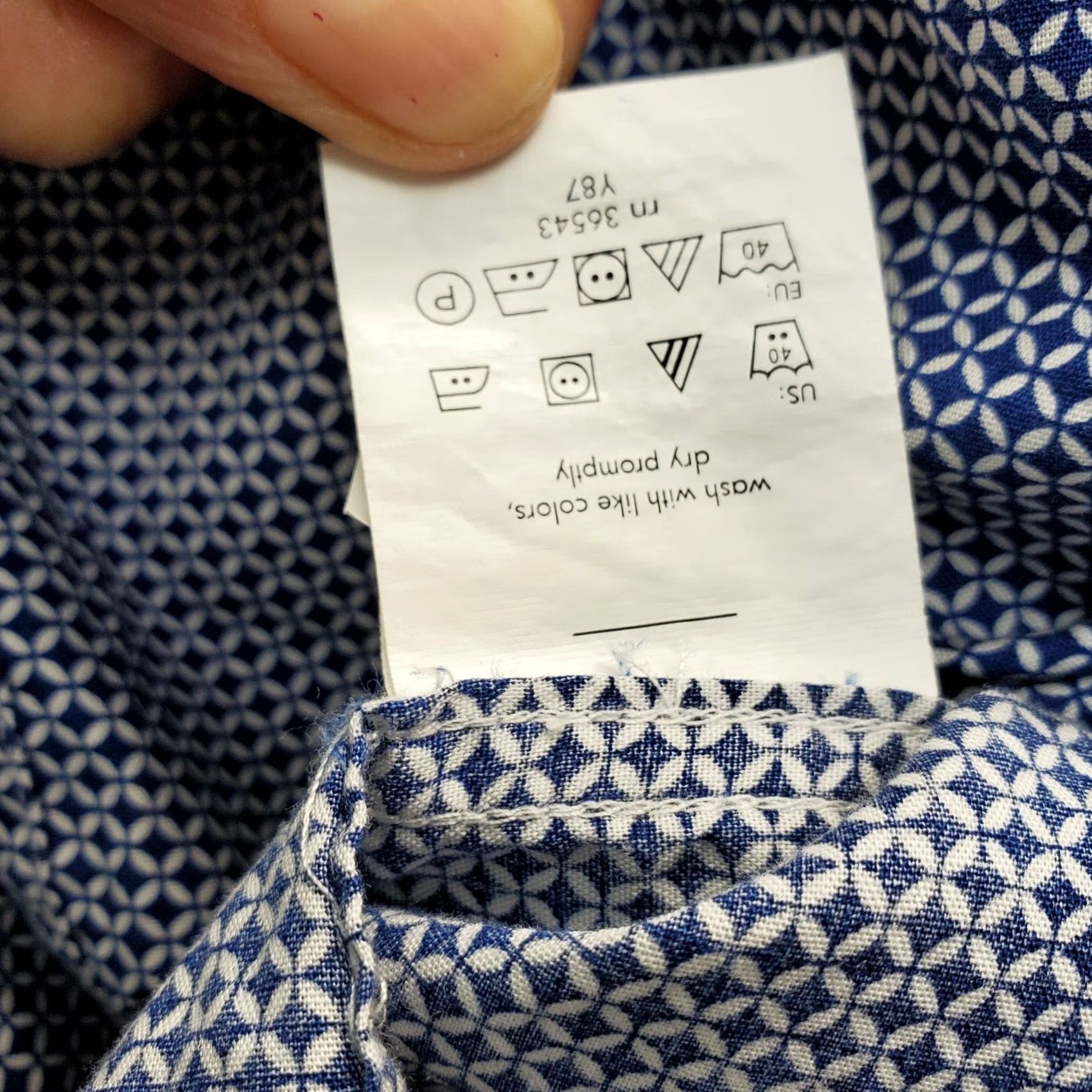 Michael Kors Michael Kors Dress Shirt Mens M Multi Geo Print Slim Fit Collar Button Down Size 40R - 5 Thumbnail