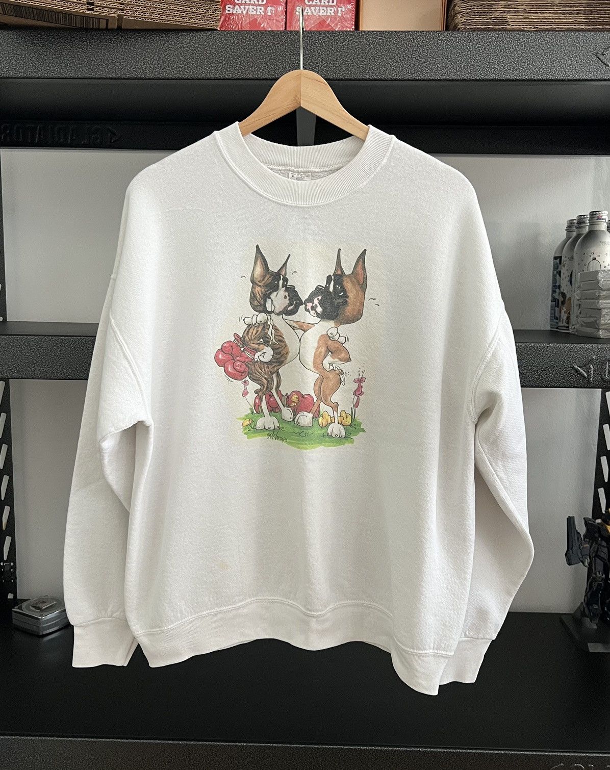 Fruit Of The Loom Vintage Dog sweatshirt Boxer Size US XL / EU 56 / 4 - 1 Thumbnail
