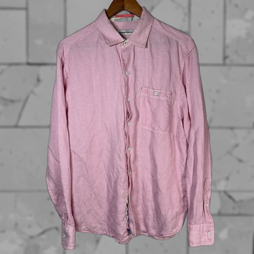Tommy Bahama VINTAGE Tommy Bahama Pink Linen Long Sleeve Button-Up Shirt M Mens Size US M / EU 48-50 / 2 - 1 Thumbnail
