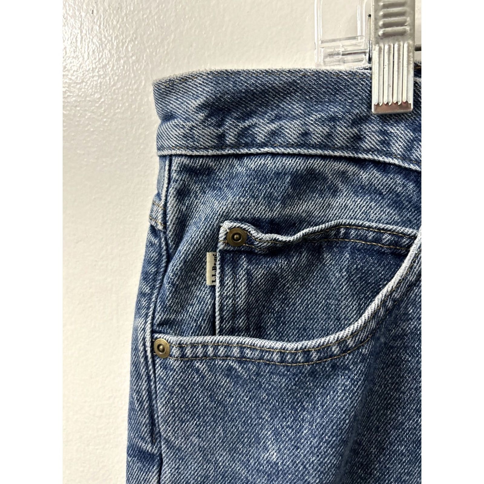 Vintage L.L. Bean Double L Jeans Mens 36x30 Blue Plaid Lined Denim Classic Fit Pockets YKK Front Flat Front Regular Pants Men Size US 36 / EU 52 - 4 Thumbnail